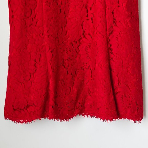 ELIZA J Red Lace Dress 3/4 Sleeves - Size 2P - Picture 9 of 12